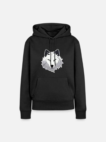 Wolf - Illustration - Frauen Premium Bio Hoodie - Schwarz