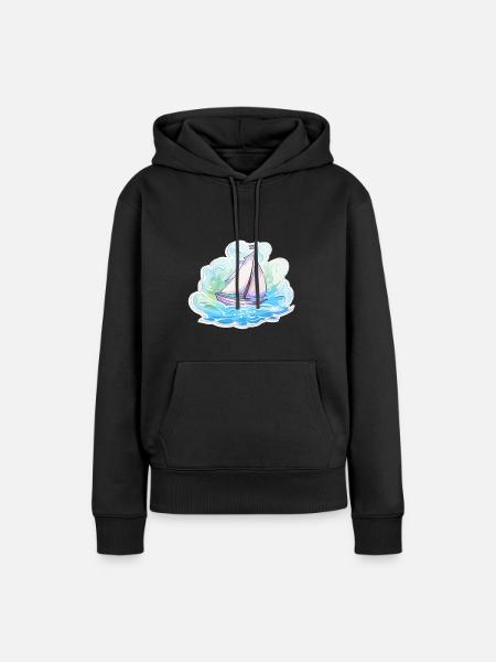 Segelboot - Illustration - Frauen Premium Bio Hoodie - Schwarz