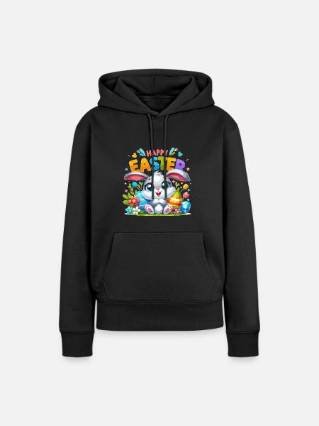 Happy Easter - Easter Bunny Illustration - Frauen Premium Bio Hoodie - Schwarz