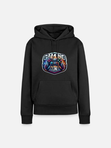Gaming Zone - Controller Illustration - Frauen Premium Bio Hoodie - Schwarz