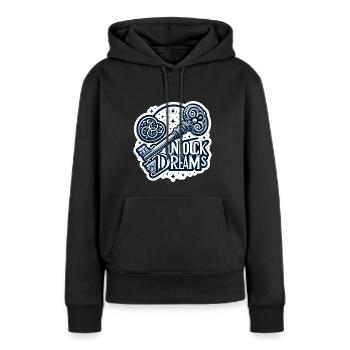 Déverrouiller les rêves - Illustration clé - Sweat à capuche Premium bio Femme - noir - Devant - Julia (174cm)