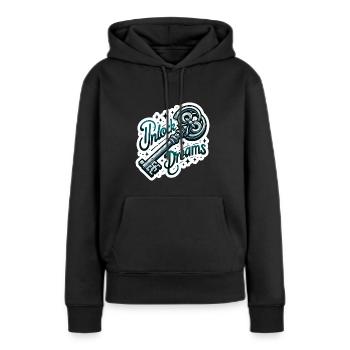 Déverrouiller les rêves - Illustration clé - Sweat à capuche Premium bio Femme - noir - Devant - Julia (174cm)