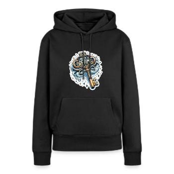 Déverrouiller les rêves - Illustration clé - Sweat à capuche Premium bio Femme - noir - Devant - Julia (174cm)