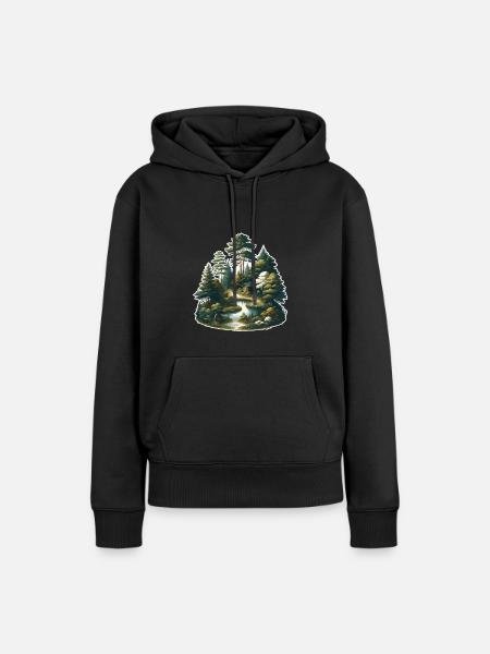 Landschaft - Illustration - Frauen Premium Bio Hoodie - Schwarz
