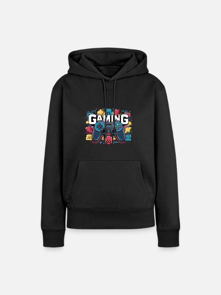 Gaming - Controller - Frauen Premium Bio Hoodie - Schwarz