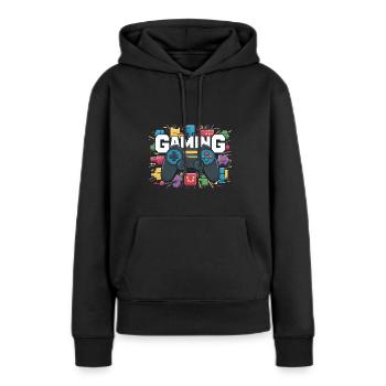 Jeux - Manettes - Sweat à capuche Premium bio Femme - noir - Devant - Julia (174cm)