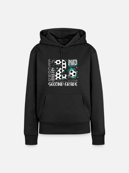 2. Klasse Fußball - Frauen Premium Bio Hoodie - Schwarz