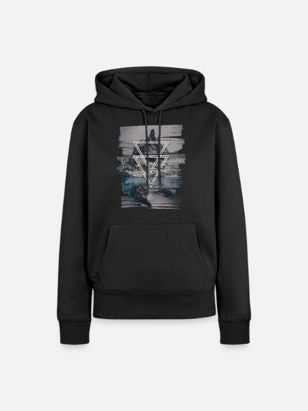 Berge mit Doppel Dreieck - Frauen Premium Bio Hoodie - Schwarz