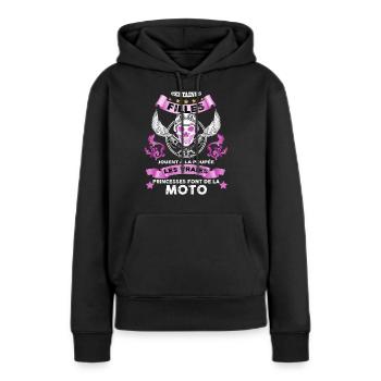 Motarde t-shirt femme Moto - Sweat à capuche Premium bio Femme - noir - Devant - Julia (174cm)