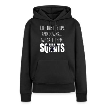Squats Gym Angebot - Frauen Premium Bio Hoodie - Schwarz - Vorne - Julia (174cm)