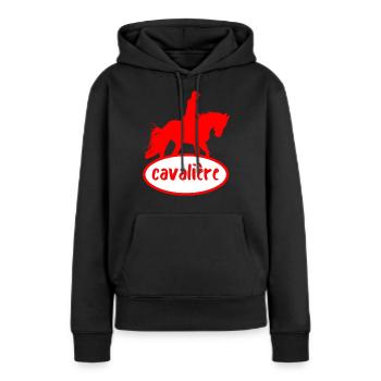 cavalière logo pétrole ellipse - Sweat à capuche Premium bio Femme - noir - Devant - Julia (174cm)