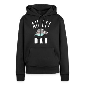 au lit day - Sweat à capuche Premium bio Femme - noir - Devant - Julia (174cm)