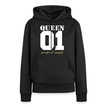 King and Queen Queen couple white and gold - Frauen Premium Bio Hoodie - Schwarz - Vorne - Julia (174cm)
