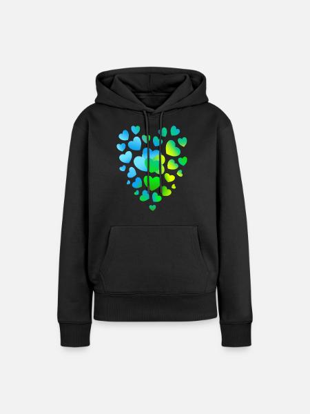 blaue Herzen viele Herzen - Dame Premium hoodie, økologisk bomuld - sort