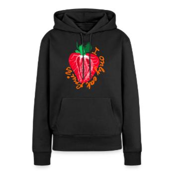 I only eat fruits - Frauen Premium Bio Hoodie - Schwarz - Vorne - Julia (174cm)