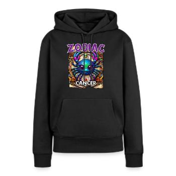 Cancer du zodiaque - Signe du zodiaque Cancer - Sweat à capuche Premium bio Femme - noir - Devant - Julia (174cm)