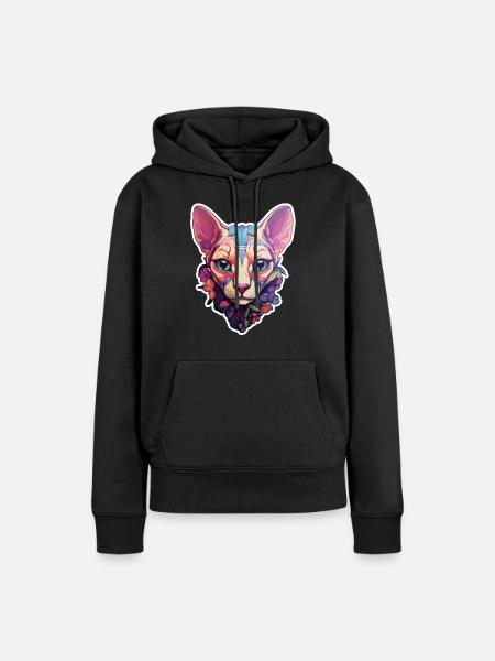 Sphynx-Katzenkopf - Frauen Premium Bio Hoodie - Schwarz