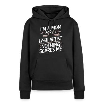 Power-Mama und Lash-Profi - Frauen Premium Bio Hoodie - Schwarz - Vorne - Julia (174cm)