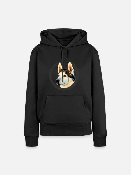 Husky - Frauen Premium Bio Hoodie - Schwarz