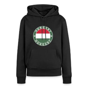 Hongrie - Sweat à capuche Premium bio Femme - noir - Devant - Julia (174cm)