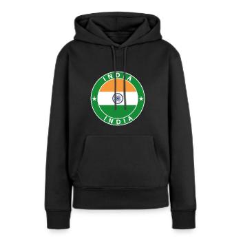 Inde - Sweat à capuche Premium bio Femme - noir - Devant - Julia (174cm)