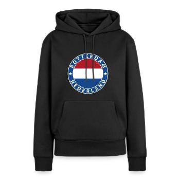 Rotterdam - Sweat à capuche Premium bio Femme - noir - Devant - Julia (174cm)
