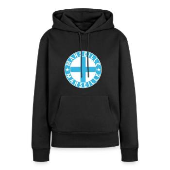 Marseille - Frauen Premium Bio Hoodie - Schwarz - Vorne - Julia (174cm)