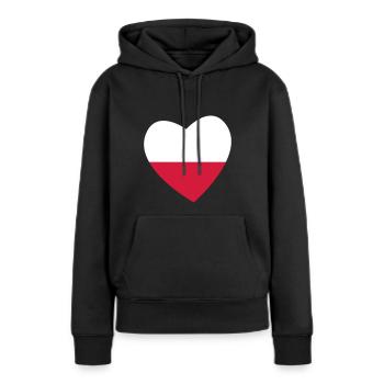 Coeur Pologne - Sweat à capuche Premium bio Femme - noir - Devant - Julia (174cm)