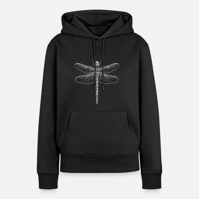 Libellule silhouette blanc - Sweat à capuche Premium bio Femme - noir