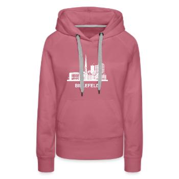 Bielefeld, white - Women’s Premium Organic Hoodie - mauve - Front - Isabella (175cm)