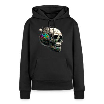 Farbenfroher Totenkopf - Frauen Premium Bio Hoodie - Schwarz - Vorne - Julia (174cm)