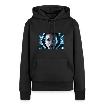 Schreiendes Astronauten-Babe - Frauen Premium Bio Hoodie - Schwarz - Vorne - Julia (174cm)