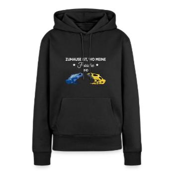 Zuhause ist wo meine Frösche sind Pfeilgiftfrosch - Frauen Premium Bio Hoodie - Schwarz - Vorne - Julia (174cm)