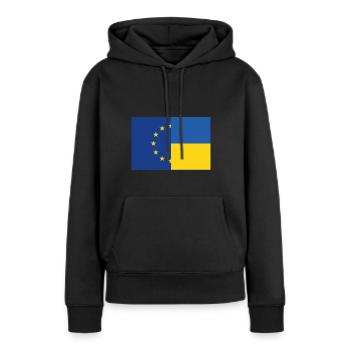 Ukraine UE - Sweat à capuche Premium bio Femme - noir - Devant - Julia (174cm)
