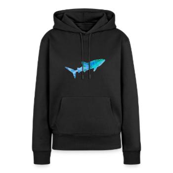 Requin-baleine bleu vert - Sweat à capuche Premium bio Femme - noir - Devant - Julia (174cm)