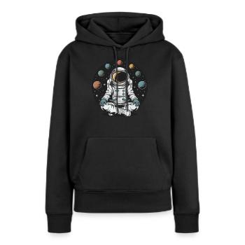 Astronaut Yoga Meditation Weltraum Planeten Umlaufbahn - Frauen Premium Bio Hoodie - Schwarz - Vorne - Julia (174cm)