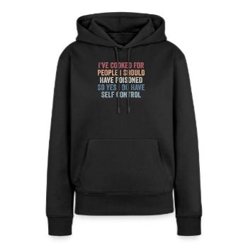 Komisch - Frauen Premium Bio Hoodie - Schwarz - Vorne - Julia (174cm)