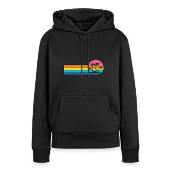 Palmiers de l’île - Sweat à capuche Premium bio Femme - noir - Devant - Julia (174cm)