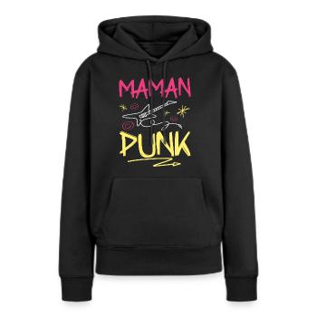 Maman Punk Rock - Sweat à capuche Premium bio Femme - noir - Devant - Julia (174cm)