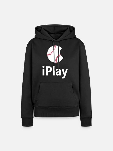 Baseball Logo "iPlay" - Frauen Premium Bio Hoodie - Schwarz