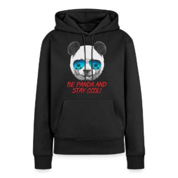 Animal Design Panda Stay Cool - RAHMENLOS Geschenk - Frauen Premium Bio Hoodie - Schwarz - Vorne - Julia (174cm)