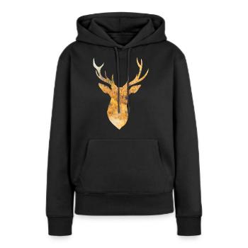 Indian Summer Hirsch - Frauen Premium Bio Hoodie - Schwarz - Vorne - Julia (174cm)