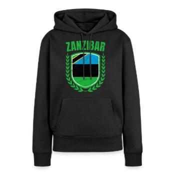 bloquéTitle - Sweat à capuche Premium bio Femme - noir - Devant - Julia (174cm)