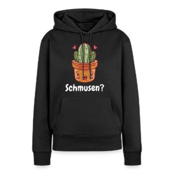 Kaktus zum Schmusen- Lustiger süßer Kaktus - Frauen Premium Bio Hoodie - Schwarz - Vorne - Julia (174cm)