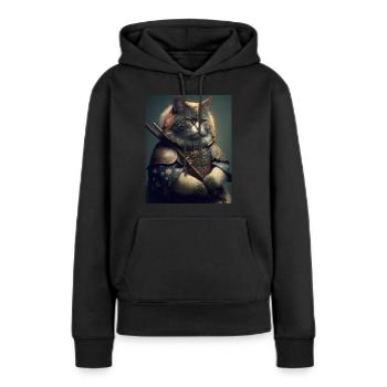 chatmurai 16 - Sweat à capuche Premium bio Femme - noir - Devant - Julia (174cm)