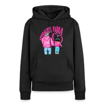 STOLZE OMA Enkelin schwarze Haare Herz Pink - Frauen Premium Bio Hoodie - Schwarz - Vorne - Julia (174cm)