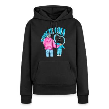 stolze Oma - Enkel schwarze Haare blaues Herz - Frauen Premium Bio Hoodie - Schwarz - Vorne - Julia (174cm)