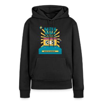 Musique rétro / Années 90 / Cassettes Print Iconic - Sweat à capuche Premium bio Femme - noir - Devant - Julia (174cm)