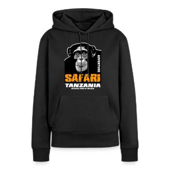 Tansania - Schimpanse - Frauen Premium Bio Hoodie - Schwarz - Vorne - Julia (174cm)