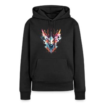 Hirsch in holografischem Design - Frauen Premium Bio Hoodie - Schwarz - Vorne - Julia (174cm)